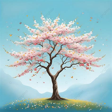 Colorful Spring Blooming Flower Tree Background, Spring Tree With ...