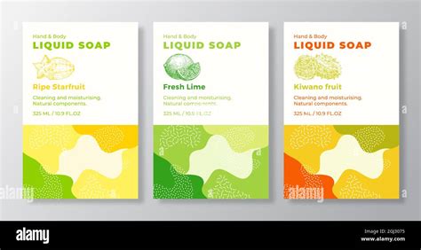 Liquid Soap Label Templates Set Abstract Shapes Camo Background Vector