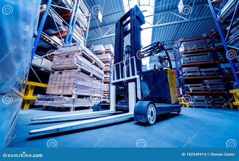 Forklift Loader In Storage Warehouse Ship Yard Distribution Products