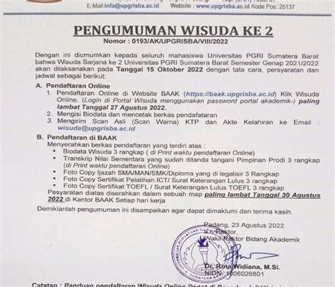 Pengumuman Wisuda Ke 2