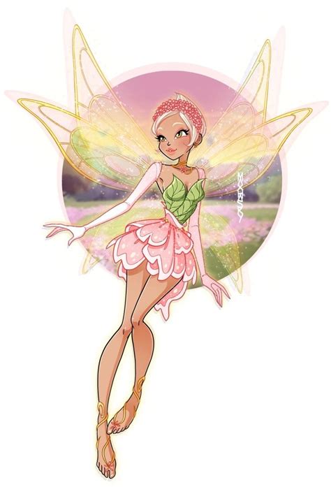 A Pink And Green Fairy With Wings