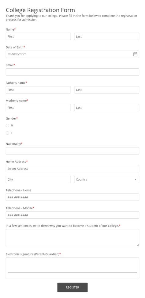 Free Class Registration Form Template 123 Form Builder