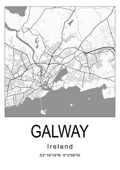 Galway City Map 001 Digital Art By Dandi Studio Pixels