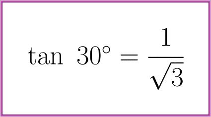 The exact value of tangent of 30 degrees : LUNLUN.com