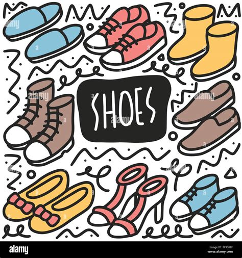 Hand Drawn Shoes Doodle Set Stock Vector Image Art Alamy