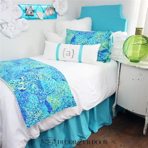 Lilly Peacock Print Dorm Bedding Set Dorm Bedding Sets Dorm Bedding