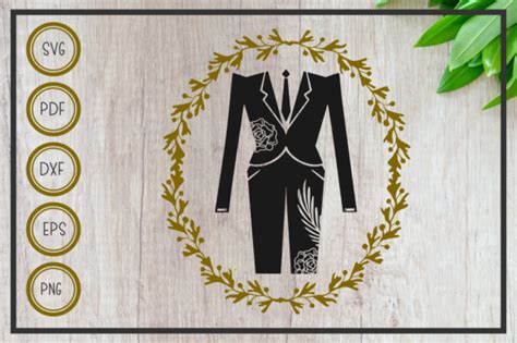 Wedding Tuxedo With Wreath Cut File Graphic By Rizuki Store · Creative Fabrica