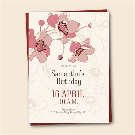 Free Vector Floral Birthday Card Template