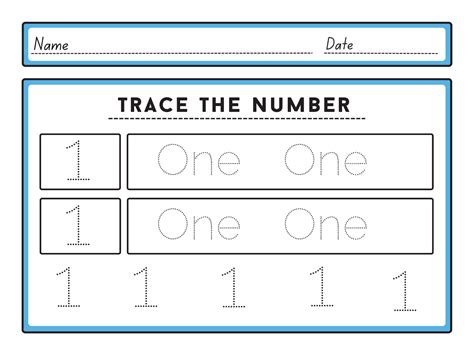 Number 1 Tracing Worksheet