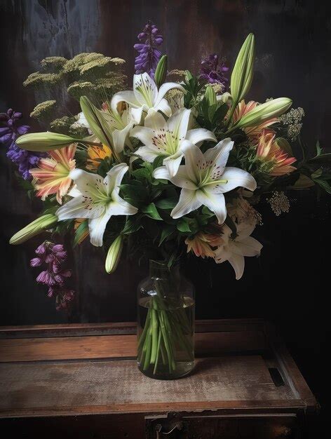 Premium AI Image | Romantic bouquet with lilies