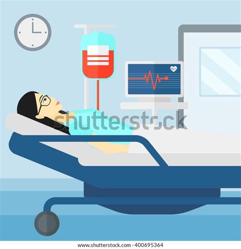 Patient Lying Hospital Bed Stock Vector Royalty Free 400695364