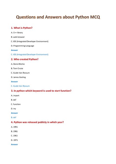 Solution Questions And Answers About Python Mcq Studypool