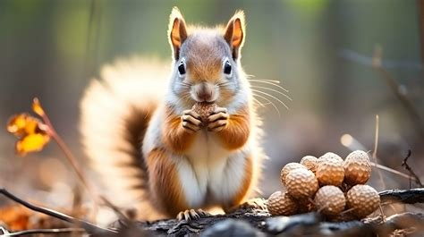 Cute Squirrel Eating Walnuts In The Garden Ai Generated 27120298 Stock