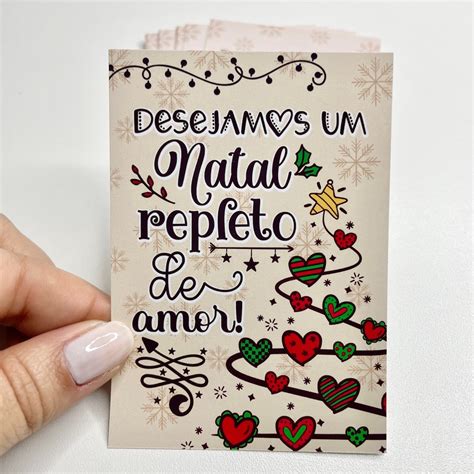 Cartao De Agradecimento Desejamos Um Natal Repleto De Amor Embalagem