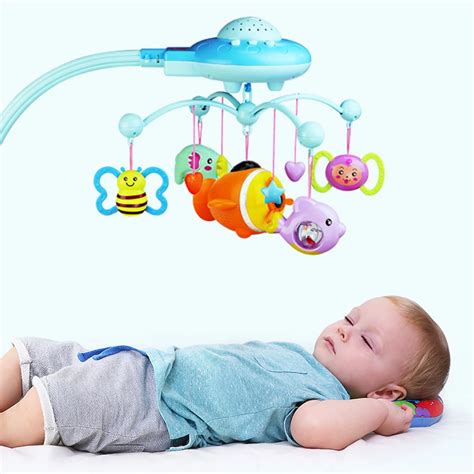 Baby Rattles Crib Mobiles Toy Remote Control Rotating Crib Mobile Bed