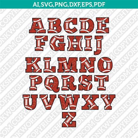 American Football Team Letter Font Alphabet Svg Vector Cricut Cut File