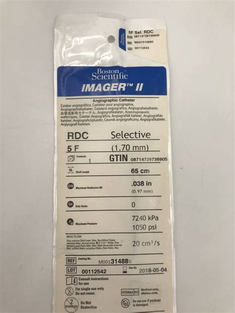 Boston Scientific Imager Ii Rdc Selective Angiographic Catheter