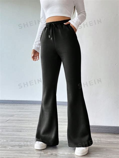 Shein Ezwear Pantalones Deportivos De Cintura Con Cord N Pierna Amplia