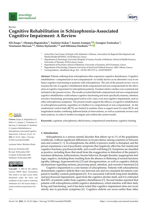 PDF Cognitive Rehabilitation In Schizophrenia Associated Cognitive