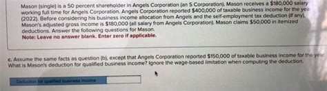 Solved Mason Single Is A Percent Shareholder In Angels Chegg