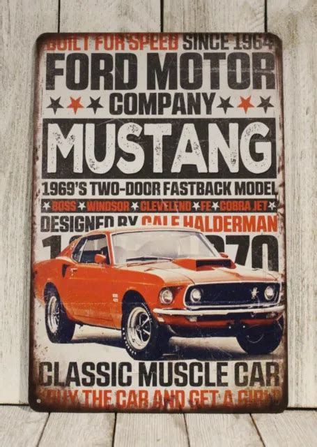 FORD MUSTANG TIN Metal Sign Vintage Classic Muscle Car Auto Show Garage