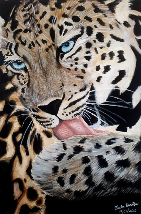 Leopard Acrylic Painting On Canvas By Alicia Vorster Acrylic