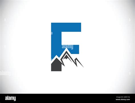 Lettre Initiale Du Monogramme F Avec Le Pic De Montagne Symbole Du