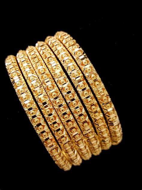 K Gold Bangles Set Alquds Jewelry