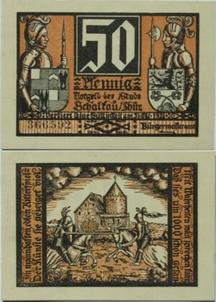 50 Pfennigs History Series Issue 2 Ville De Schalkau Thuringe