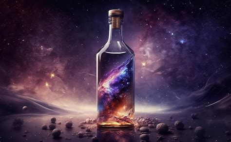 Premium Photo | Bottle in middle of galaxy. creative drink ads, milky ...