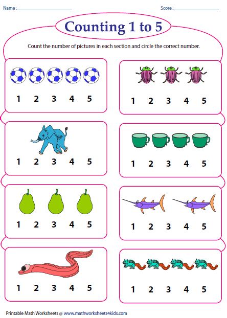 10 Free Counting Worksheets For 1st Grade