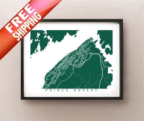 Prince Rupert BC Map Poster Print British Columbia Canada | Etsy