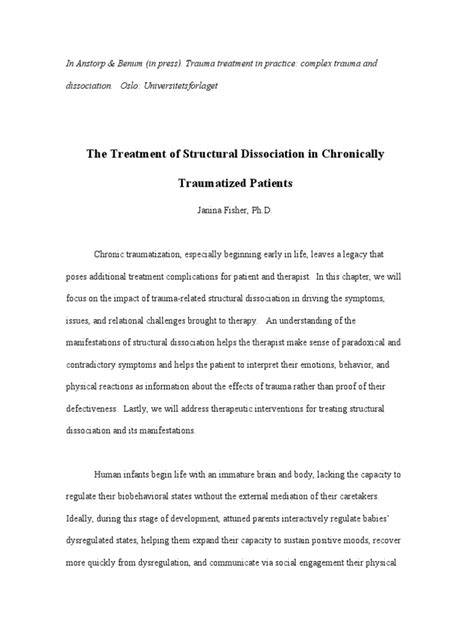 Structural Dissociation | PDF | Dissociation (Psychology) | Psychological Trauma