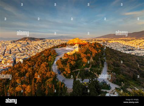 View of Athens from Lycabettus hill at sunset, Greece Stock Photo - Alamy