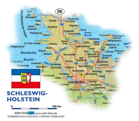 Karte Von Schleswig Holstein Bundesland Provinz In Deutschland