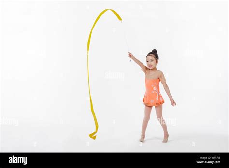 Girl Practicing Rhythmic Gymnastics Stock Photo Alamy