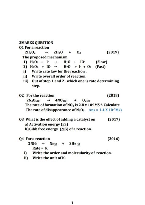 Solution Class Chemical Kinetics Worksheet Solved Studypool