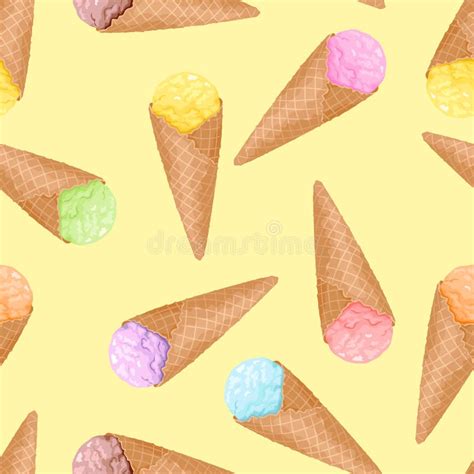 Gelado De Chocolate No Cone Do Waffle Ilustra O Conservada Em Estoque