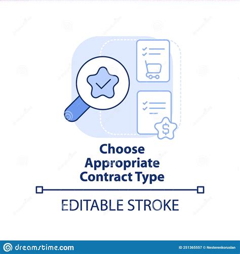 Choose Appropriate Contract Type Light Blue Concept Icon Stock Vector