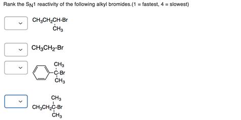 Solved Rank The SN1 Reactivity Of The Following Alkyl Chegg