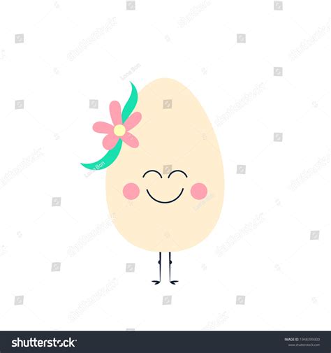 Cute Happy Chicken Egg Flower Vector Stock Vector Royalty Free