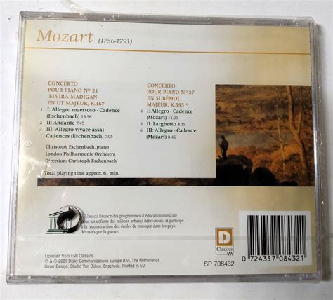 Mozart Piano Concertos No 21 And 27 Christoph Eschenbach Album Cd 2001 Tulipstuff