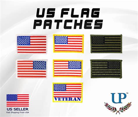 Embroidered Us Flag Iron On Patches Mirrored Us Flag Patches Reversed