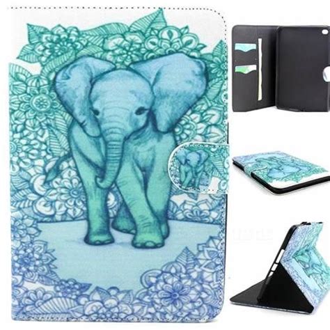 Blue Elephant Folio Flip Stand Leather Wallet Case For IPad Mini 4