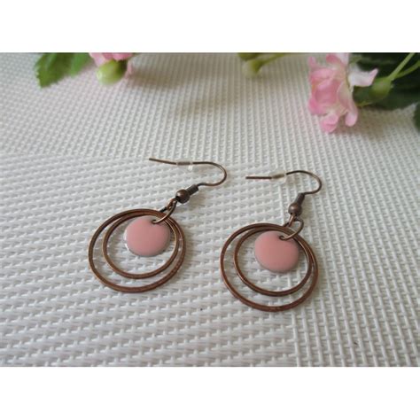 Kit De Boucles D Oreilles Anneaux Cuivre Et Sequin Mail Rose Kit