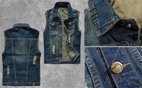 Kelmon Giacca Denim Uomo Gilet Per Vintage Strappato Gilet Di Jeans Da