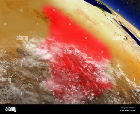 Chad From Space Highlighted In Red Stock Photo Alamy