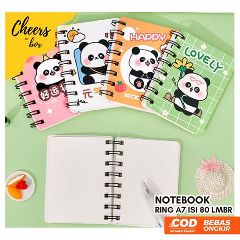 Jual Notebook Ring A Isi Lembar Kertas Polos Motif Panda Lucu