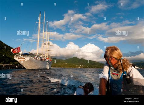 Star Clipper sailing cruise ship, Dominica, Caribbean Stock Photo - Alamy