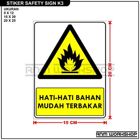 Jual Stiker Safety Sign Rambu K3 Hati Hati Bahan Mudah Terbakar